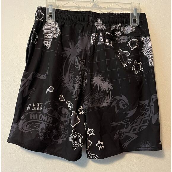 Favant Hawaii Men’s Small Black Shorts Swim Trunks Island Hula Girl Turtle - Picture 4 of 10